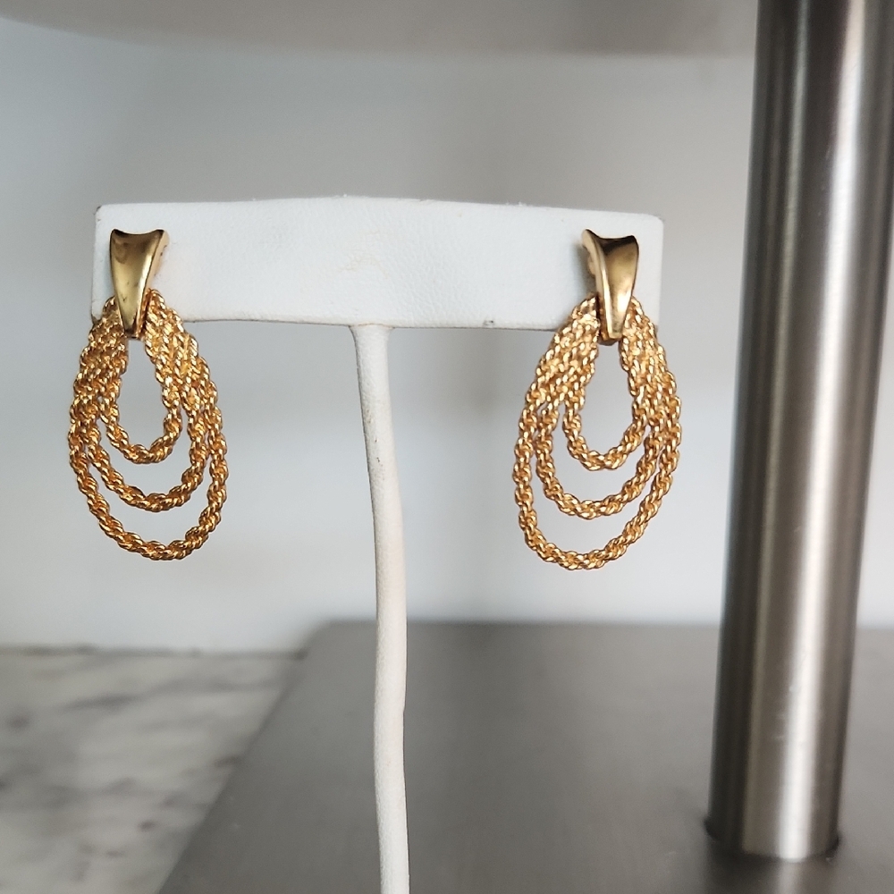Vintage Goldtone Triple Hoop Earrings